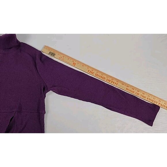 DG2 Diane Gilman Sweater Sz M Purple Turtleneck High Waist Faux Wrap Soft Knit - Picture 7 of 13